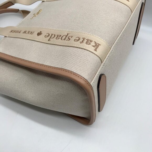 Kate Spade Beige Canvas Kip Convertible Tote Bag - Picture 6 of 11
